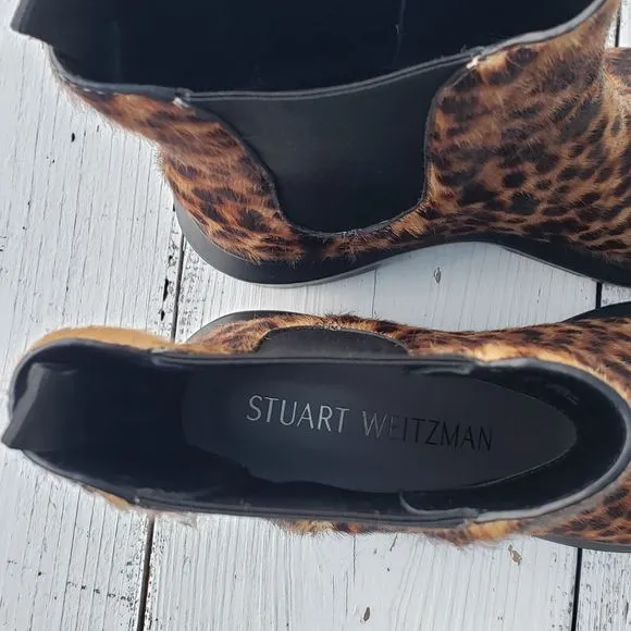 STUART WEITZMAN ​Norah Leopard Print Calf Hair Chelsea Boots Women Size 8 / 38.5