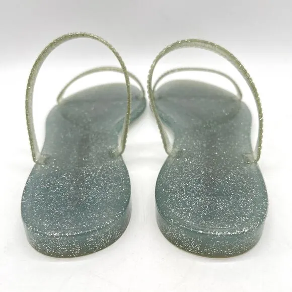 STUART WEITZMAN Sawyer Jelly Slide Sandals Womens 7 Silver Glitter Pool Vacation