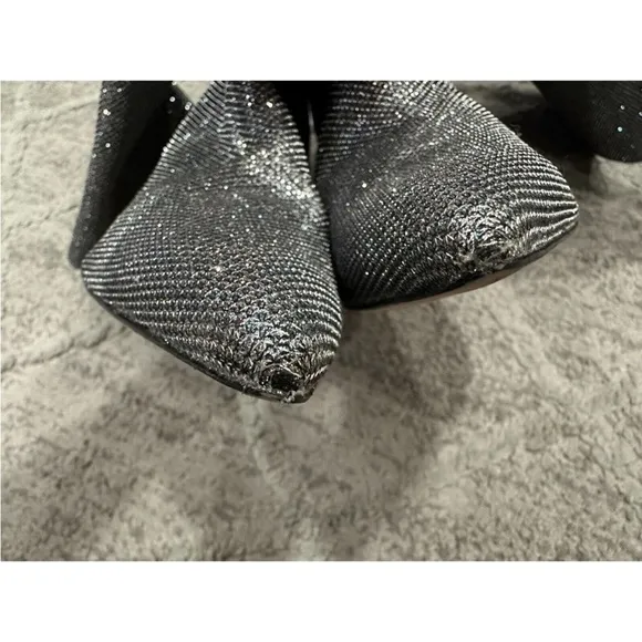 Stuart Weitzman XCurve 85 Slouch Boot Pointed Toe Knee High Metallic Gunmetal 9