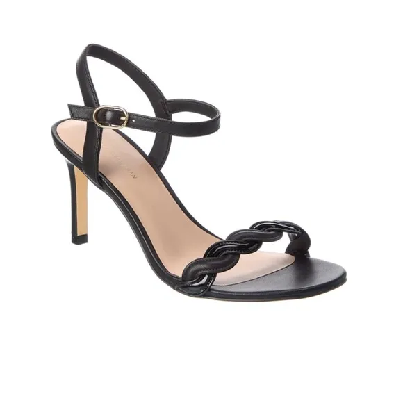 STUART WEITZMANDANCER TWISTIE 75 BLACK LEATHER SANDALS SIZE 6