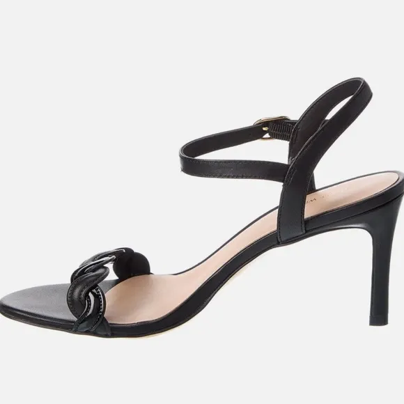 STUART WEITZMANDANCER TWISTIE 75 BLACK LEATHER SANDALS SIZE 6