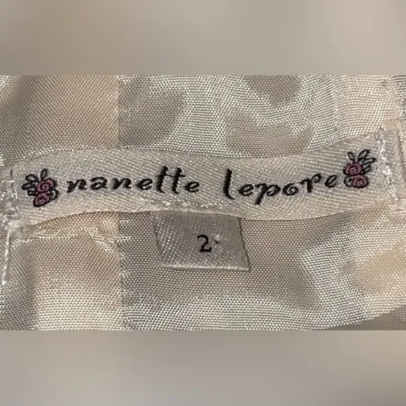 Stunning Anthropologie Nanette Lepore Cream/Black Embroidered A-Line Skirt‎ 2