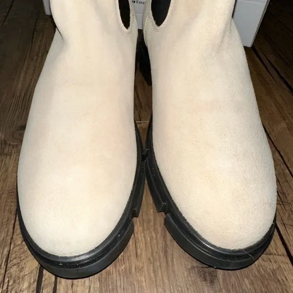 Suede Stylish Beige and Black Ankle Boots Made in Portugal SuedeChelsea Booties
