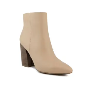 Sugar Evvie Ankle Boots Women's 10 Beige Pointed Toe Block Heel Booties KHD715