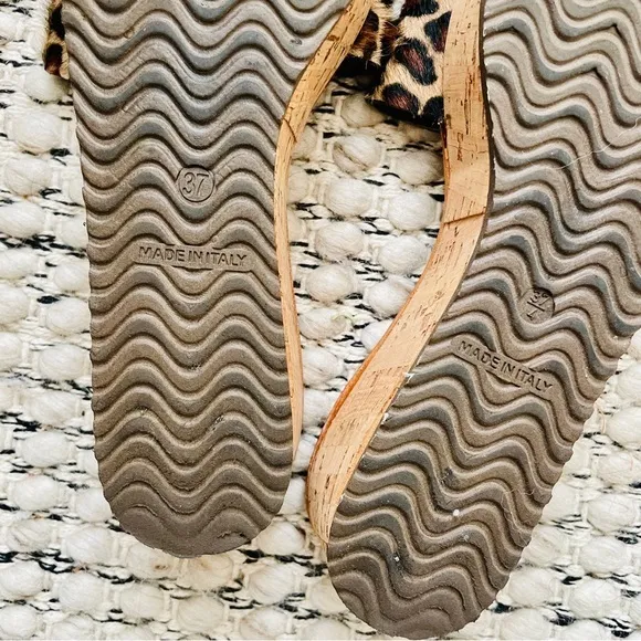 SUNDANCE Cheetah Print‎ Wedge Sandals, Made in Italy, Sz 37