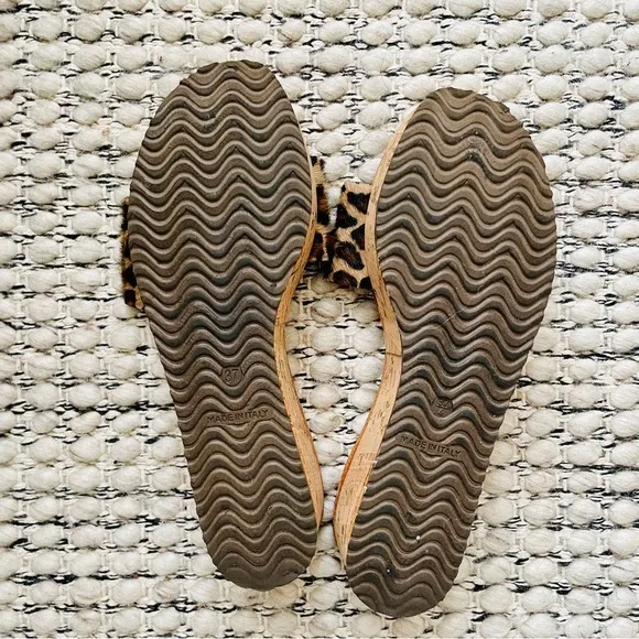 SUNDANCE Cheetah Print‎ Wedge Sandals, Made in Italy, Sz 37