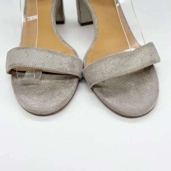 Sundance Twilight Zephyr Metallic Sandals Size 41 Silver Leather Block Heel