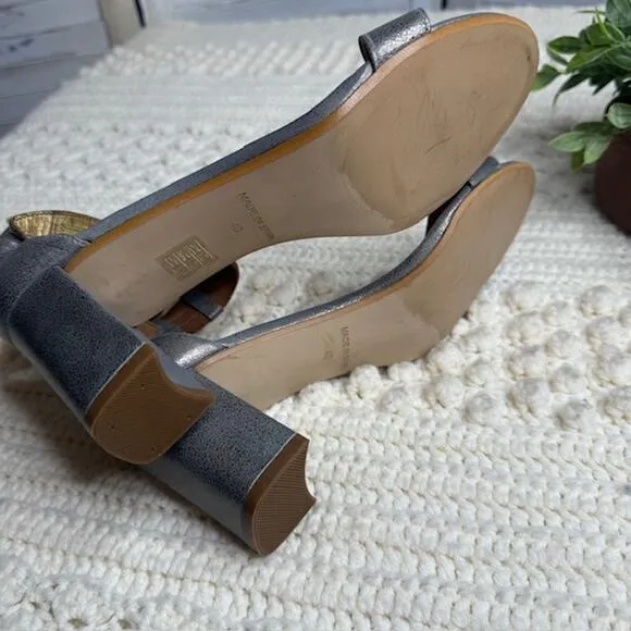 SUNDANCE Women's 40 Twilight Zephyr Ankle Strap Heeled Sandals Metallic Spain