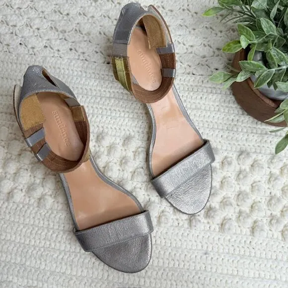 SUNDANCE Women's 40 Twilight Zephyr Ankle Strap Heeled Sandals Metallic Spain