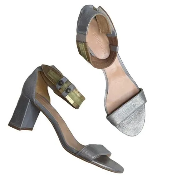 SUNDANCE Women's 40 Twilight Zephyr Ankle Strap Heeled Sandals Metallic Spain
