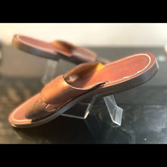 Sutor Mantellassi Brown Leather Suede  Crisscross  Men’s Slides Size 8