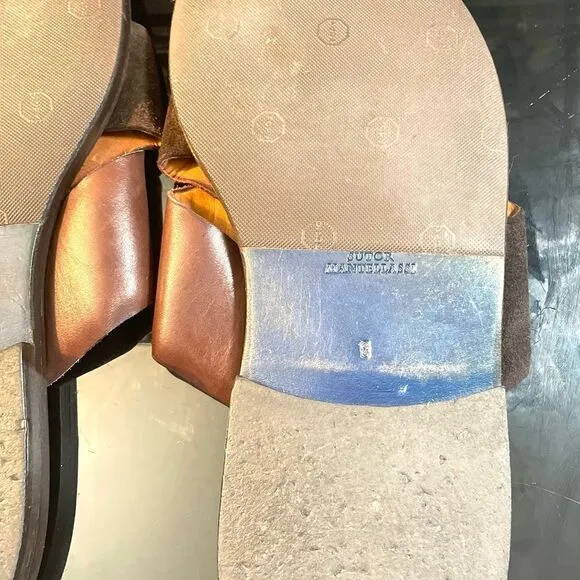 Sutor Mantellassi Brown Leather Suede  Crisscross  Men’s Slides Size 8