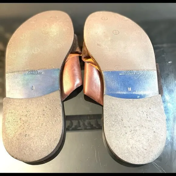 Sutor Mantellassi Brown Leather Suede  Crisscross  Men’s Slides Size 8
