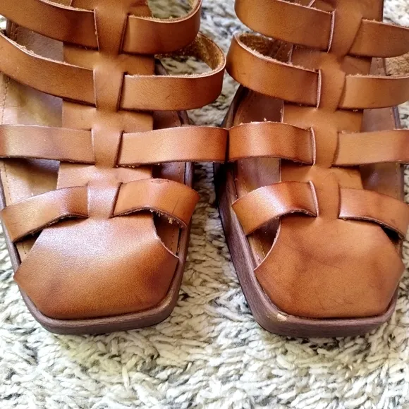 Svegan ALOHAS Rollers Brown Vegan Leather Sandals Sz 38/7