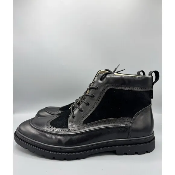 Taft Men's Model 008 Wingtip Moc-Toe Boots, Black, Size 14