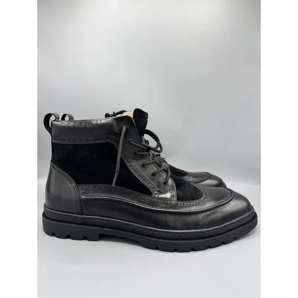 Taft Men's Model 008 Wingtip Moc-Toe Boots, Black, Size 14