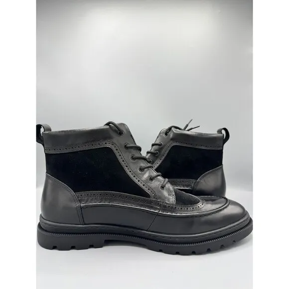 Taft Men's Model 008 Wingtip Moc-Toe Boots, Black, Size 14