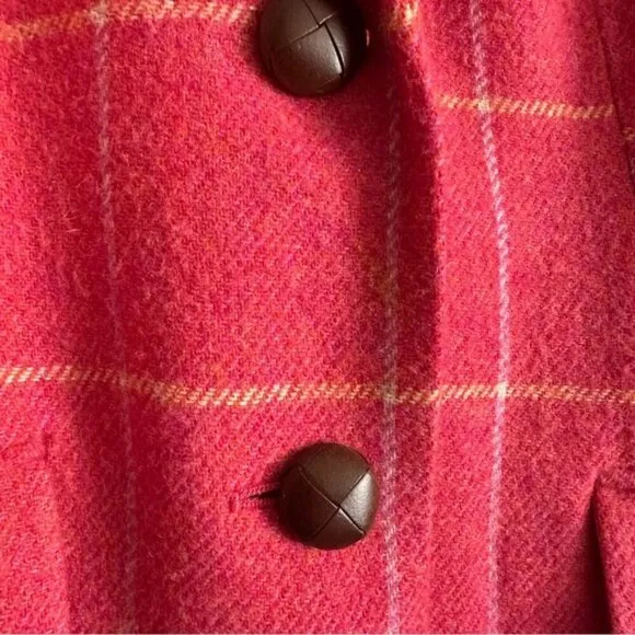 Talbots Windowpane Wool Blazer Size 8 Barbie Pink Preppy Academia Old Money Chic