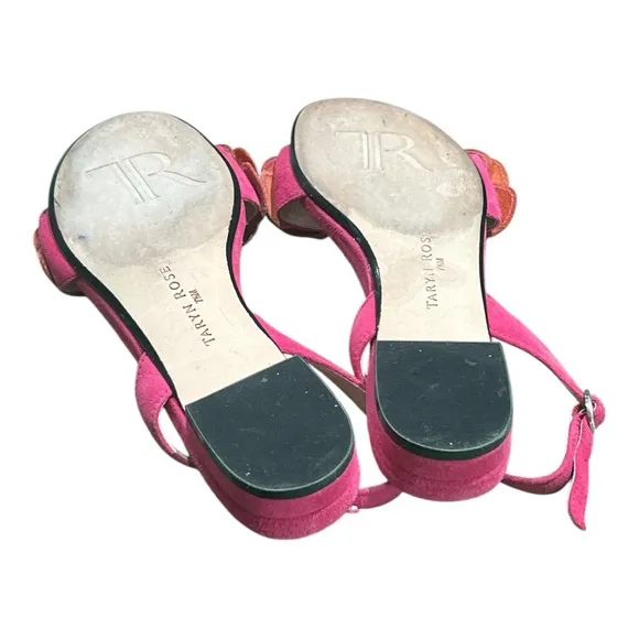Taryn Rose Pink Patent Leather Slingback Flower Women's Sandals