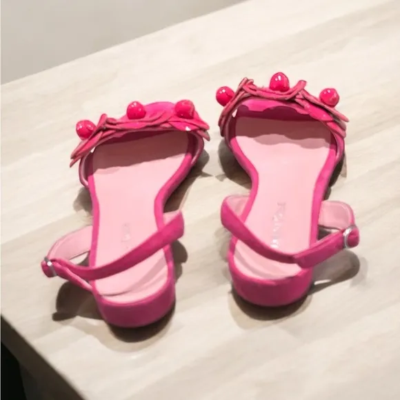 Taryn Rose Pink Patent Leather Slingback Flower Women's Sandals