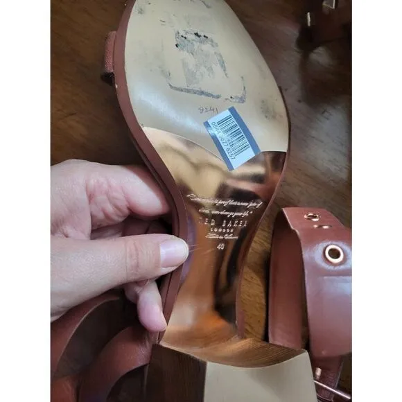 Ted Baker brown leather butterfly sandals 40EU