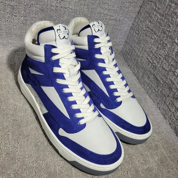 Ted Baker Leiroy Men's Size 11 US Blue White Suede High Top Basketball Sneakers