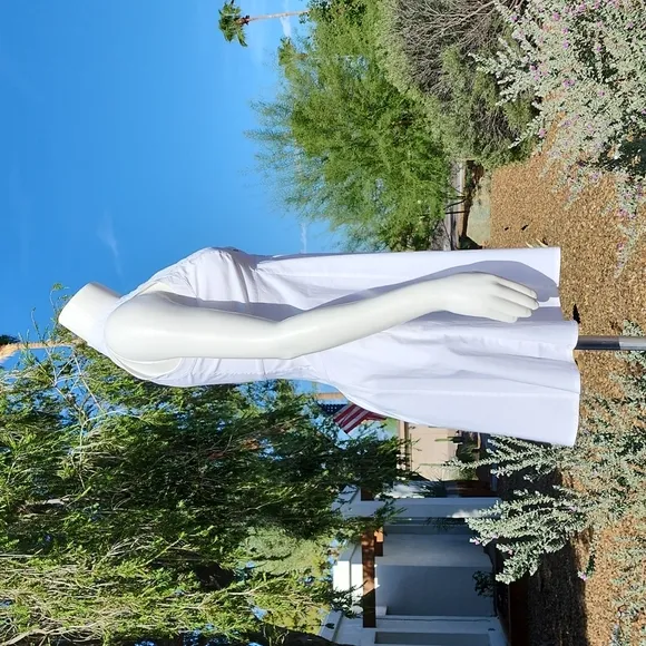TED BAKER Raii Sleeveless White Cotton Dress 1 US XS 4 Pleated Bib Shirtdress