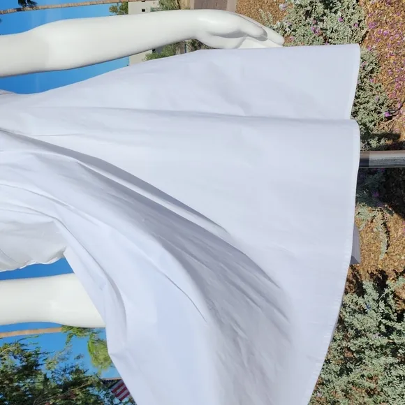 TED BAKER Raii Sleeveless White Cotton Dress 1 US XS 4 Pleated Bib Shirtdress