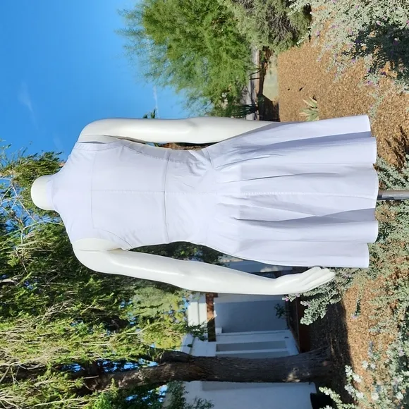 TED BAKER Raii Sleeveless White Cotton Dress 1 US XS 4 Pleated Bib Shirtdress