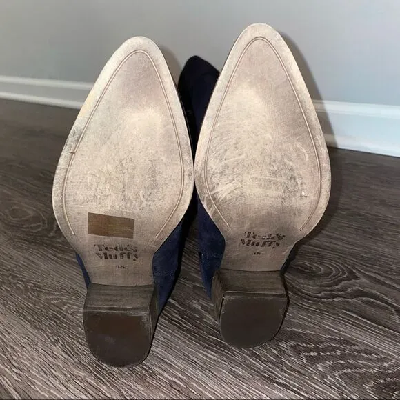 Ted &amp; Muffy navy suede over the knee pointed toe boots