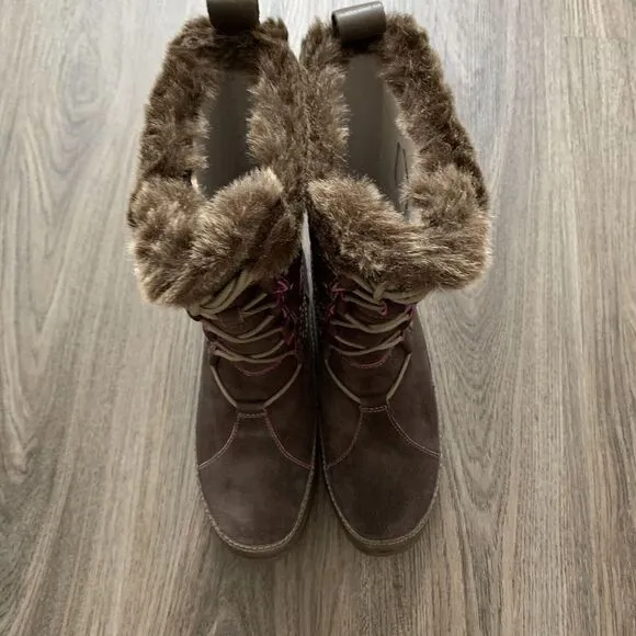 THE NORTH FACE Abby IV Waterproof Suede Leather Boots US 7.5 Brown/Pink MSRP 175