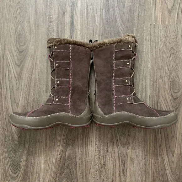THE NORTH FACE Abby IV Waterproof Suede Leather Boots US 7.5 Brown/Pink MSRP 175