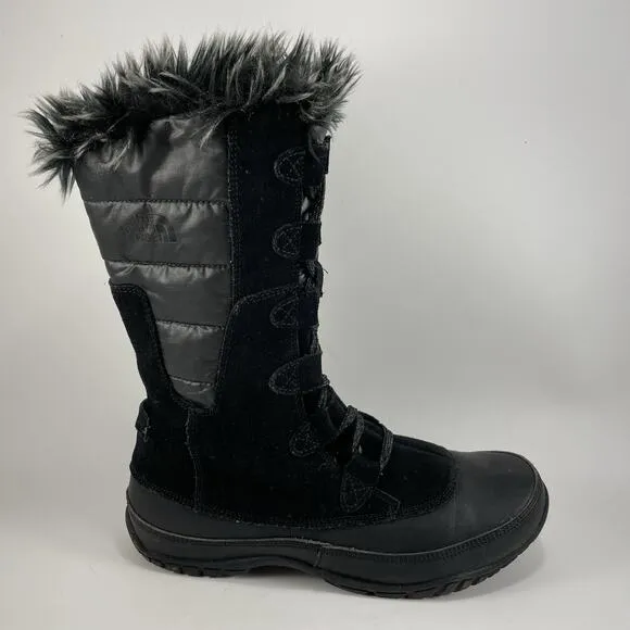 The North Face Nuptse Purna Snow Boots Womens Size 8 Black Insulated Waterproof