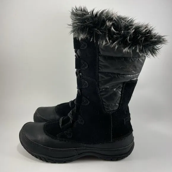 The North Face Nuptse Purna Snow Boots Womens Size 8 Black Insulated Waterproof