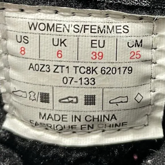 The North Face Nuptse Purna Snow Boots Womens Size 8 Black Insulated Waterproof