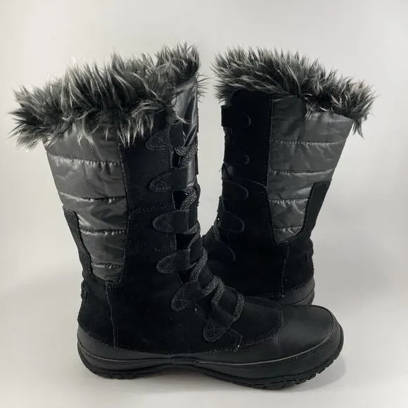 The North Face Nuptse Purna Snow Boots Womens Size 8 Black Insulated Waterproof