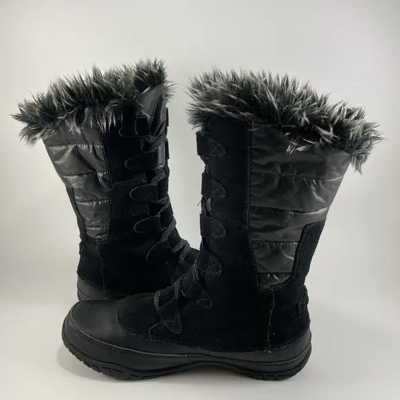 The North Face Nuptse Purna Snow Boots Womens Size 8 Black Insulated Waterproof