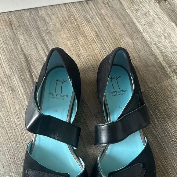 Thierry Rabotin Women's Black Straps Velcro Stylish Sandals Size 40 New with Box