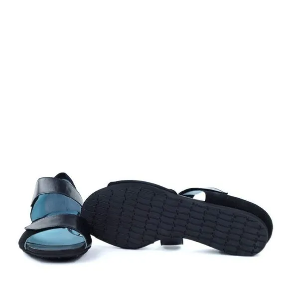Thierry Rabotin Women's Black Straps Velcro Stylish Sandals Size 40 New with Box