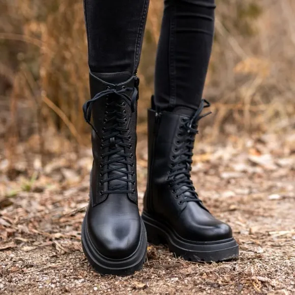 Thursday Boot Company Black Combat Boots with Chunky Sole