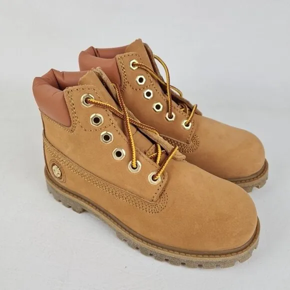 Timberland 6 In Premium P &amp; G  Wheat Little Kids Leather Outdoors SZ 12