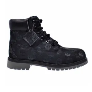Timberland 6in Black Classic Floral Boots Size 12.5 Little Kids EUC