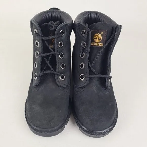 Timberland 6In Classic TODDLER Casual Boots Outdoors Black Leather SZ 8