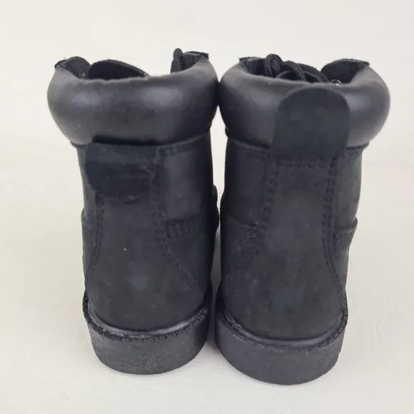 Timberland 6In Classic TODDLER Casual Boots Outdoors Black Leather SZ 8