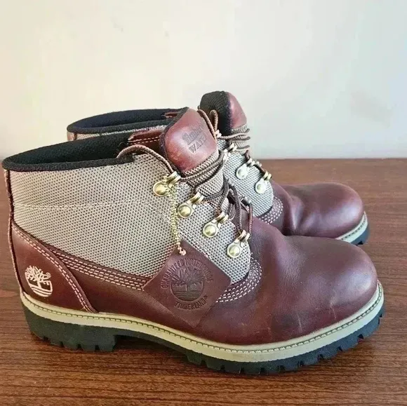 Timberland Burgundy and Tan Hiking Boots SIZE 7 M