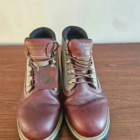 Timberland Burgundy and Tan Hiking Boots SIZE 7 M