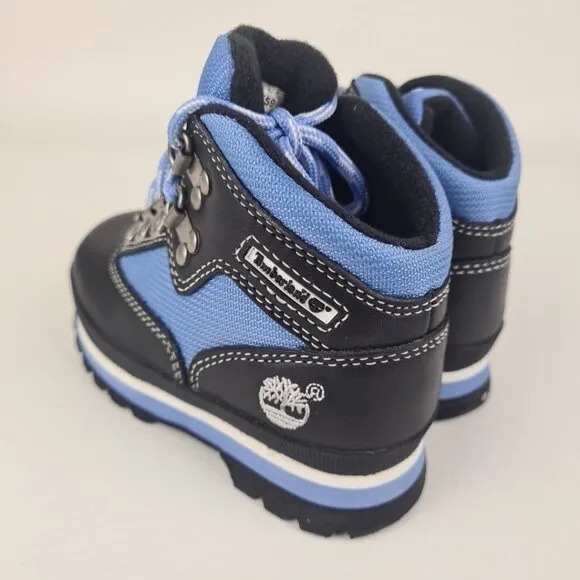 Timberland Euro Hiker Waterproof TODDLER Black Blue Leather Boots SZ 7