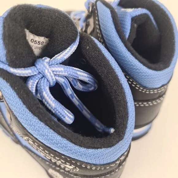 Timberland Euro Hiker Waterproof TODDLER Black Blue Leather Boots SZ 7