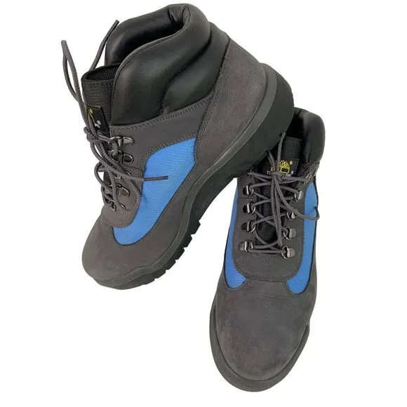 Timberland Mens Field Waterproof Hiking Boots Size 9.5 Gray Blue Primaloft EUC
