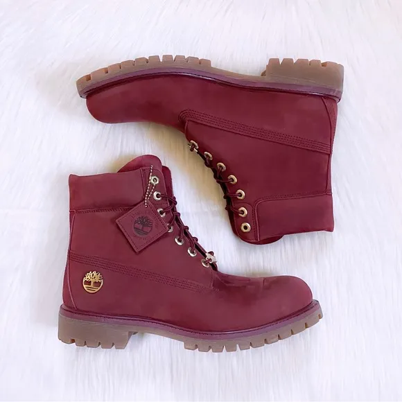 Timberland Men’s Premium 6 Inch Waterproof Burgundy Boots
